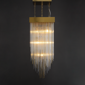 Cascade Glass Rectangular Chandelier 30"