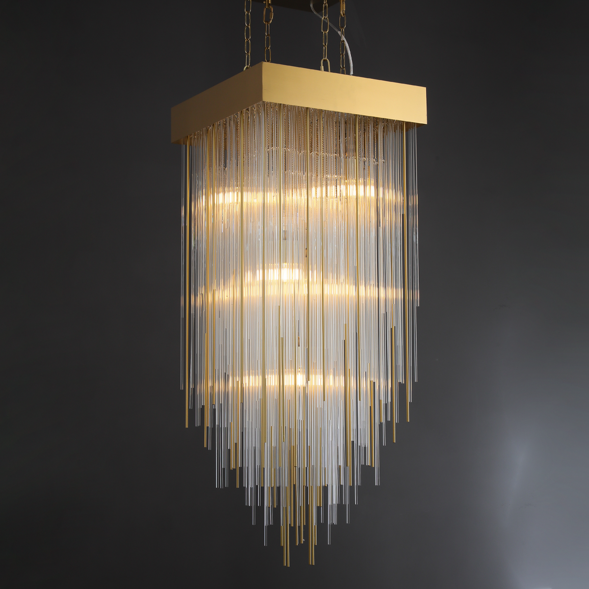 Cascade Glass Rectangular Chandelier 30"