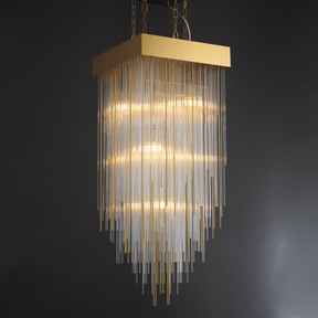 Cascade Glass Rectangular Chandelier 30"