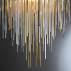 Cascade Glass Rectangular Chandelier 30"