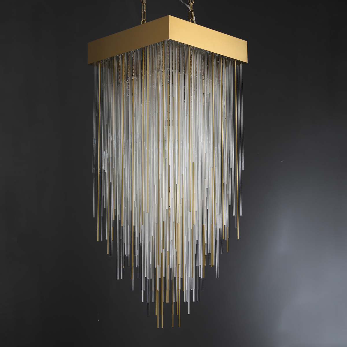 Cascade Glass Rectangular Chandelier 30"