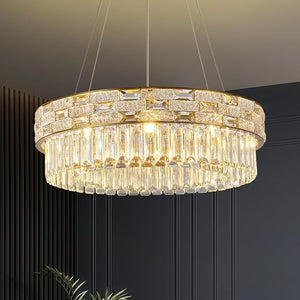 23" Gold Crystal 8-Light Round Chandelier for Elegant Interiors