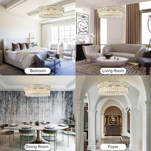 23" Gold Crystal 8-Light Round Chandelier for Elegant Interiors