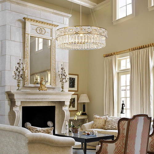 23" Gold Crystal 8-Light Round Chandelier for Elegant Interiors