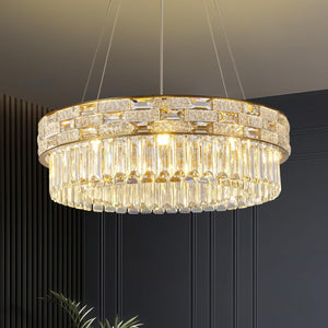 23" Gold Crystal 8-Light Round Chandelier for Elegant Interiors