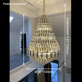 Aria Tiered taper Crystal Foyer Chandelier