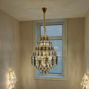 Aria Tiered taper Crystal Foyer Chandelier
