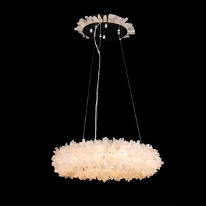 24 - 47 Inch Round Clear Geode Quartz Crystal Ring Pendant Light Modern Chandelier for Living Room - Arialamps