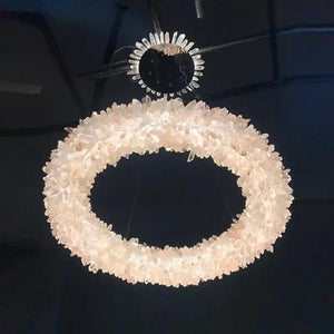 24 - 47 Inch Round Clear Geode Quartz Crystal Ring Pendant Light Modern Chandelier for Living Room - Arialamps