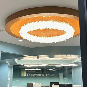 24 - 47 Inch Round Clear Geode Quartz Crystal Ring Pendant Light Modern Chandelier for Living Room - Arialamps