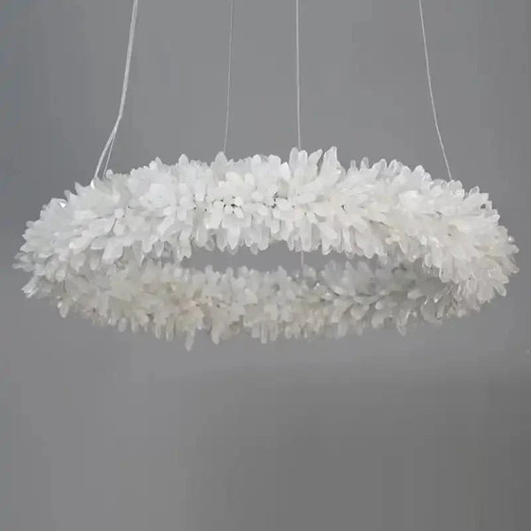 24 - 47 Inch Round Clear Geode Quartz Crystal Ring Pendant Light Modern Chandelier for Living Room - Arialamps