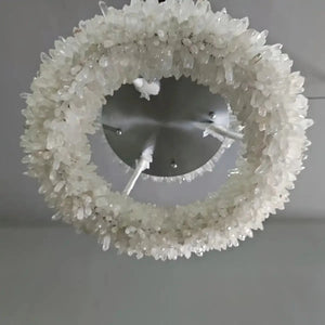 24 - 47 Inch Round Clear Geode Quartz Crystal Ring Pendant Light Modern Chandelier for Living Room - Arialamps