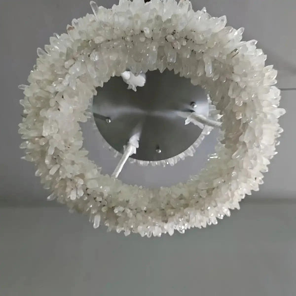 24 - 47 Inch Round Clear Geode Quartz Crystal Ring Pendant Light Modern Chandelier for Living Room - Arialamps
