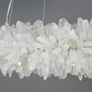 24 - 47 Inch Round Clear Geode Quartz Crystal Ring Pendant Light Modern Chandelier for Living Room - Arialamps