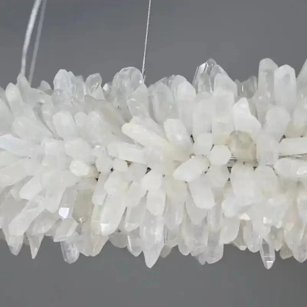 24 - 47 Inch Round Clear Geode Quartz Crystal Ring Pendant Light Modern Chandelier for Living Room - Arialamps