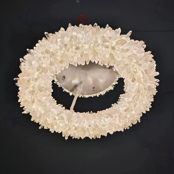 24 - 47 Inch Round Clear Geode Quartz Crystal Ring Pendant Light Modern Chandelier for Living Room - Arialamps