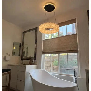 24 - 47 Inch Round Clear Geode Quartz Crystal Ring Pendant Light Modern Chandelier for Living Room - Arialamps