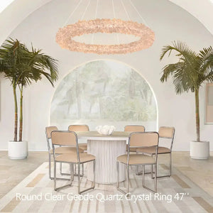 24 - 47 Inch Round Clear Geode Quartz Crystal Ring Pendant Light Modern Chandelier for Living Room - Arialamps