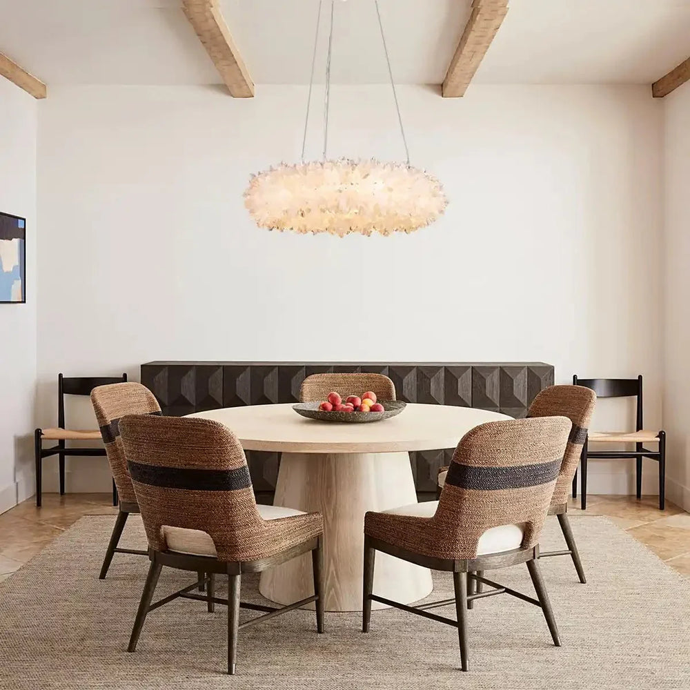 24 - 47 Inch Round Clear Geode Quartz Crystal Ring Pendant Light Modern Chandelier for Living Room - Arialamps