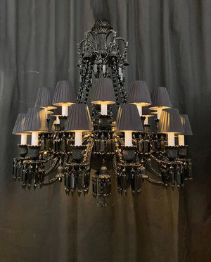 24 Lights Black Chandelier - Arialamps