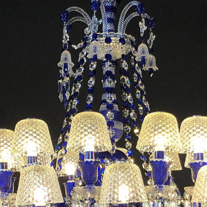 24 Lights Chandelier Blue & Clear Crystal Lighting - Arialamps