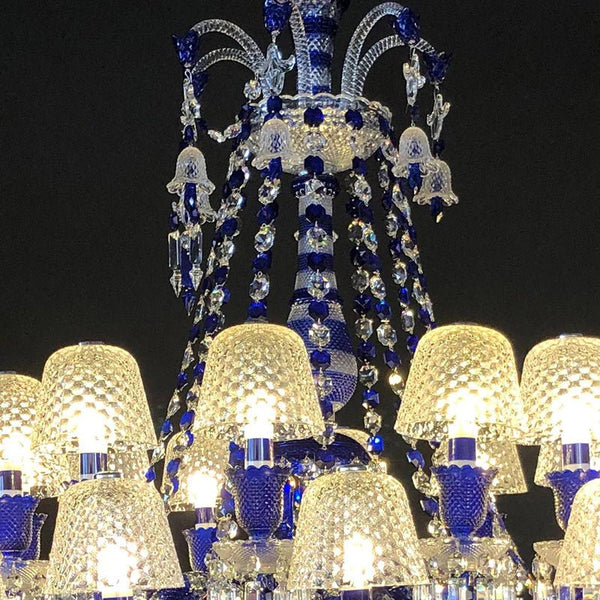 24 Lights Chandelier Blue & Clear Crystal Lighting - Arialamps