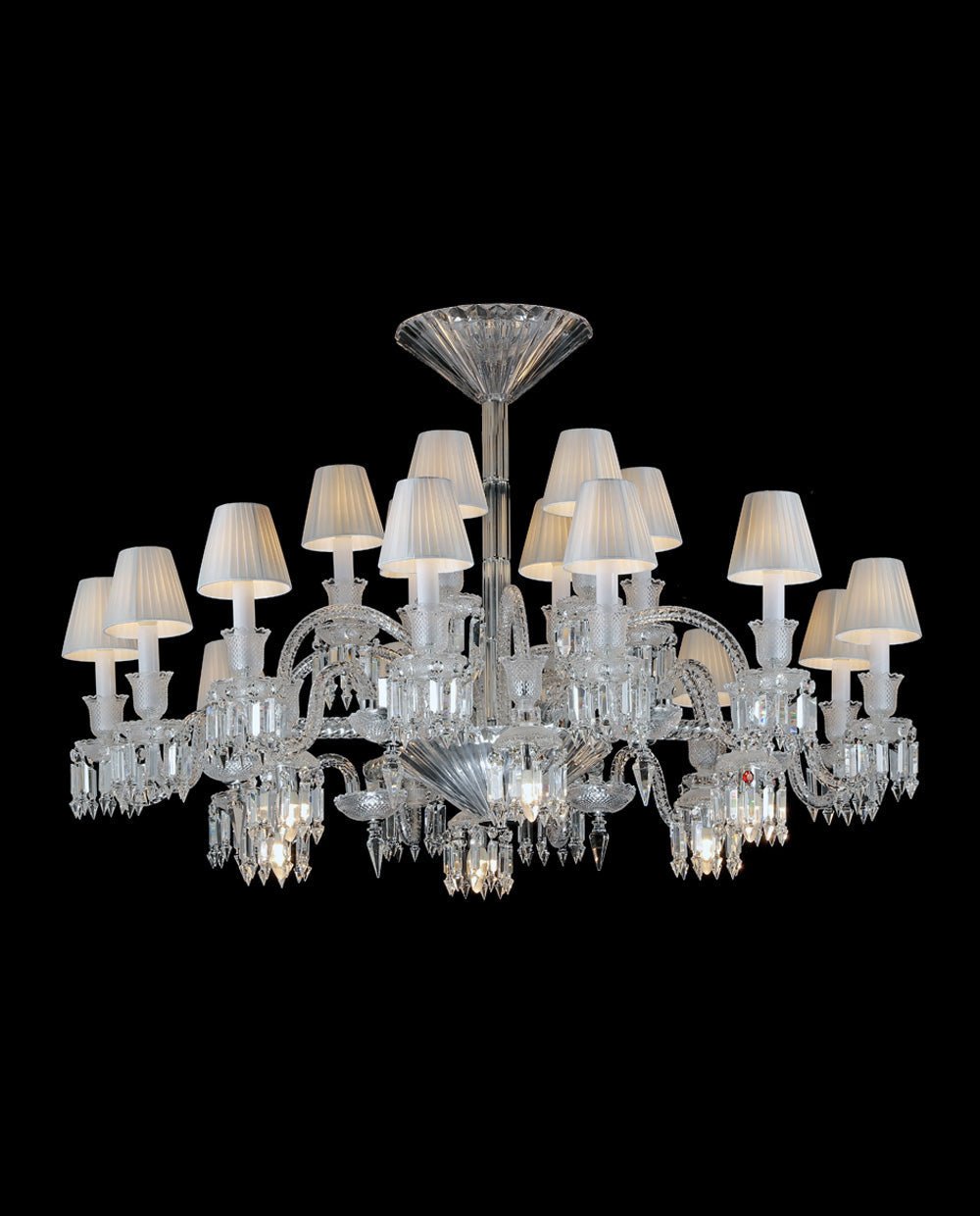 24 Lights Crystal Chandelier with Lampshades - Arialamps