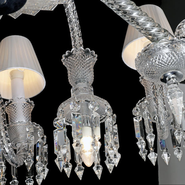 24 Lights Crystal Chandelier with Lampshades - Arialamps