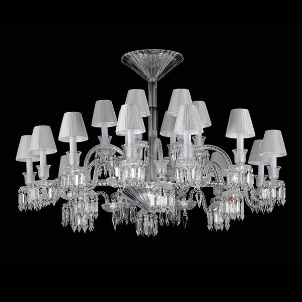 24 Lights Crystal Chandelier with Lampshades - Arialamps