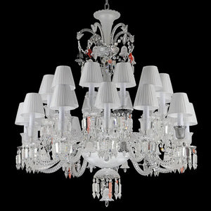 24 Lights Premium Crystal Chandelier with Lampshades - Arialamps