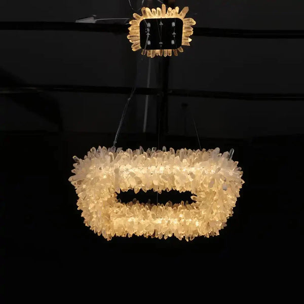 24'' Square Modern Geode Quartz Crystal Chandelier - Arialamps