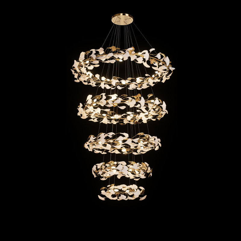 Aria Circular Tiered Gingko Chandelier