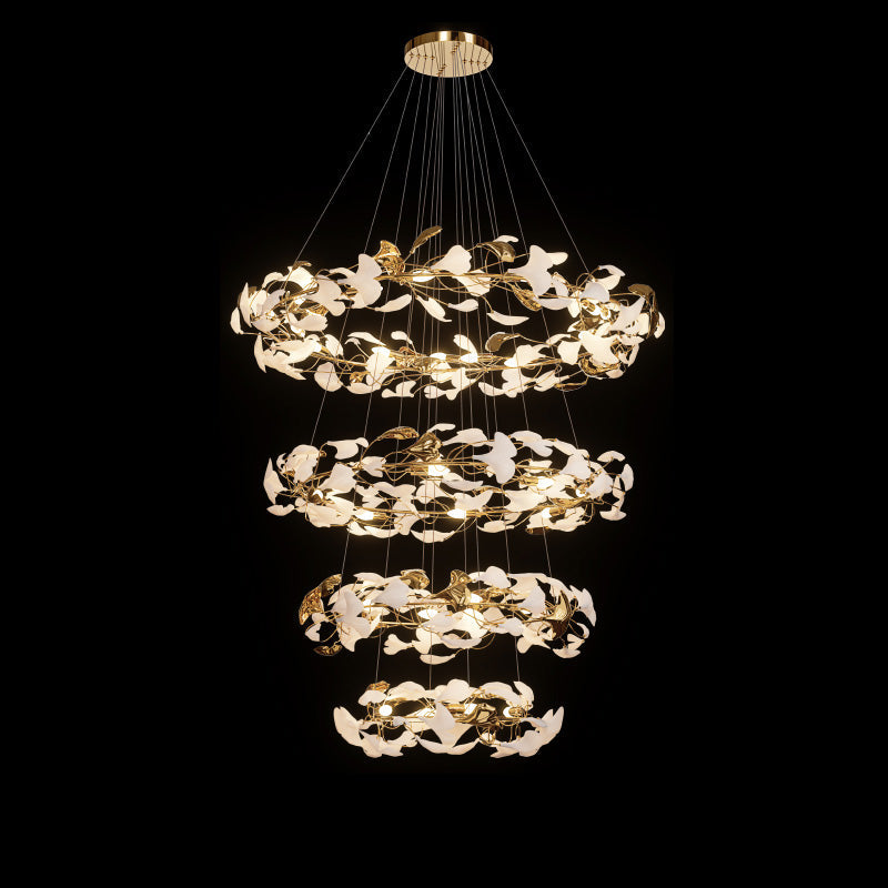 Aria Circular Tiered Gingko Chandelier