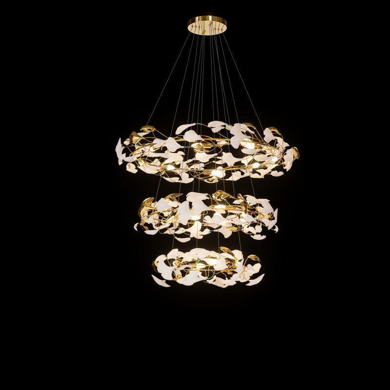Aria Circular Tiered Gingko Chandelier