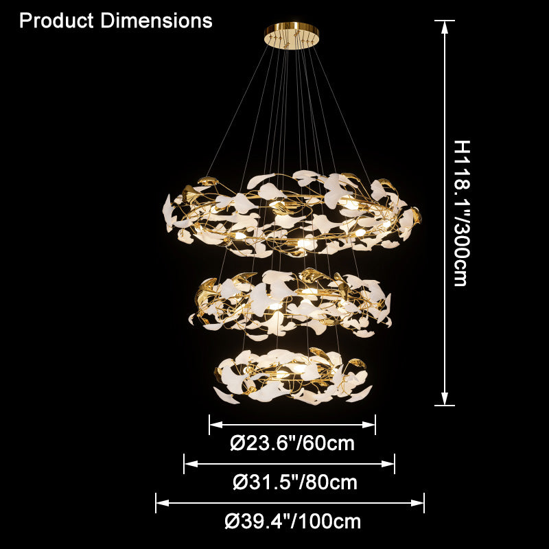 Aria Circular Tiered Gingko Chandelier