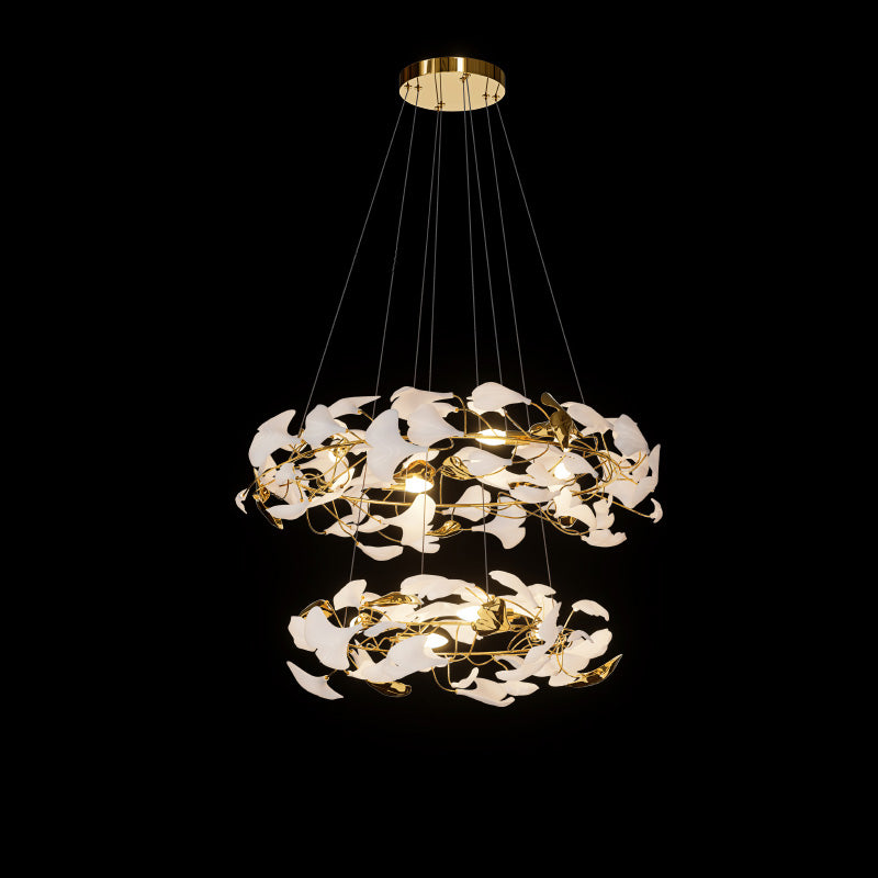 Aria Circular Tiered Gingko Chandelier