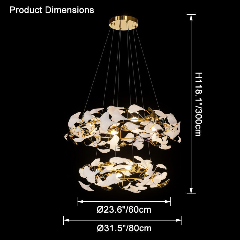 Aria Circular Tiered Gingko Chandelier