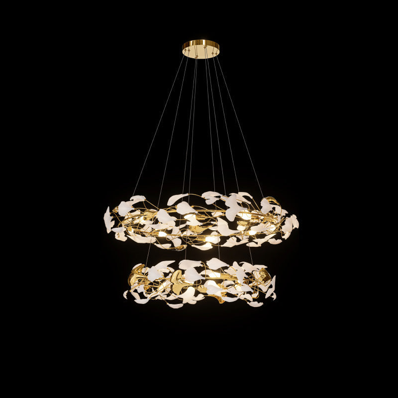 Aria Circular Tiered Gingko Chandelier
