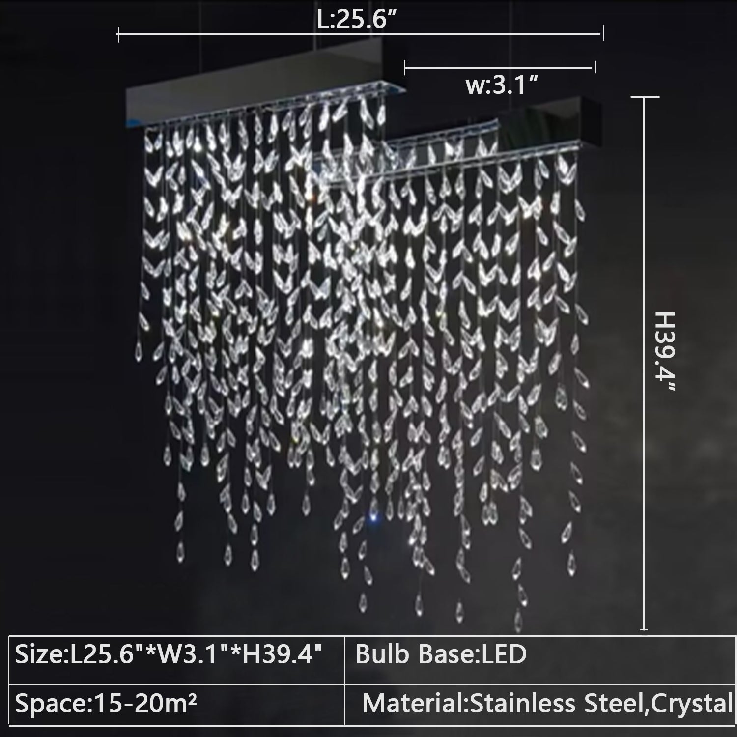2023 New Modern Creative Light Luxury Tassel Long Crystal Chandelier Designer Models Dining Table/Bar Light Fixture