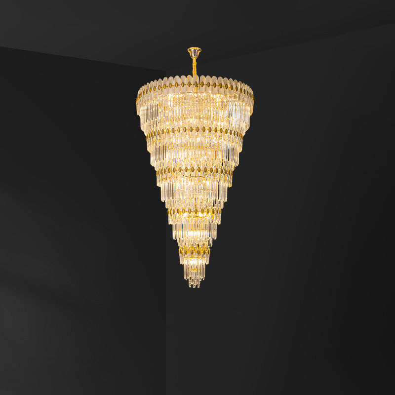 Aria Tiered Tapered Gold Crystal Chandelier