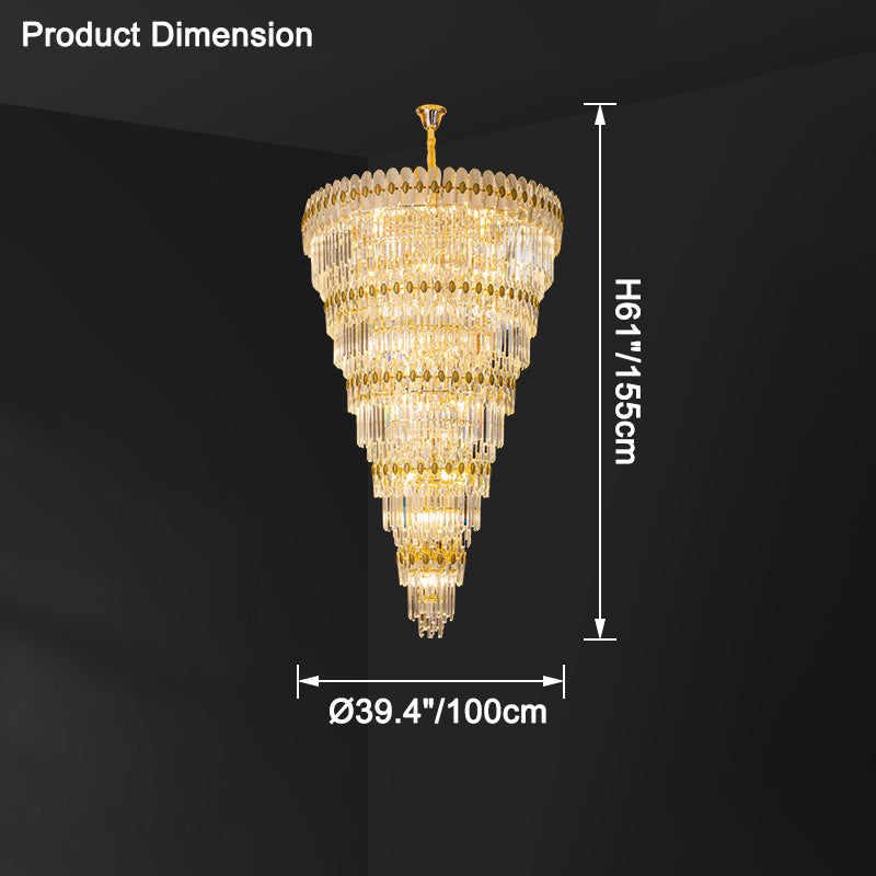 Aria Tiered Tapered Gold Crystal Chandelier
