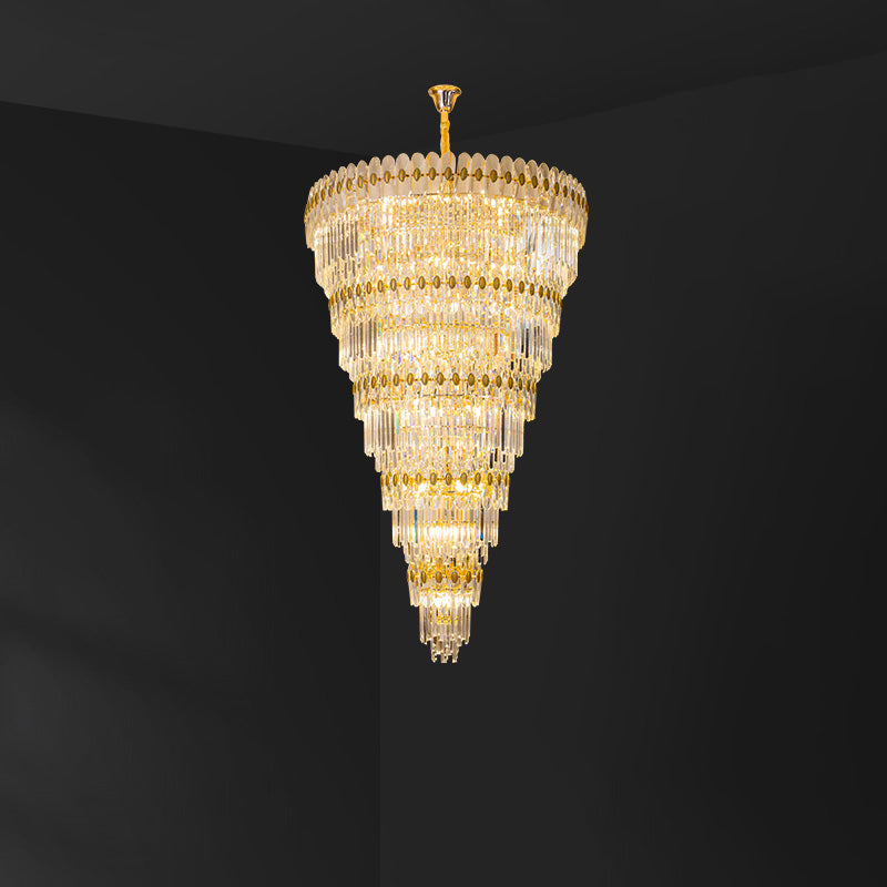 Aria Tiered Tapered Gold Crystal Chandelier