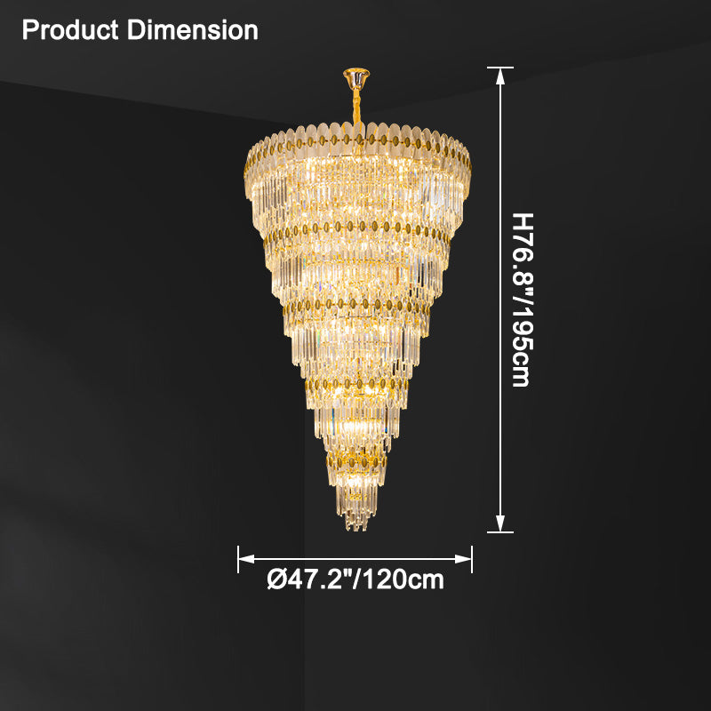 Aria Tiered Tapered Gold Crystal Chandelier