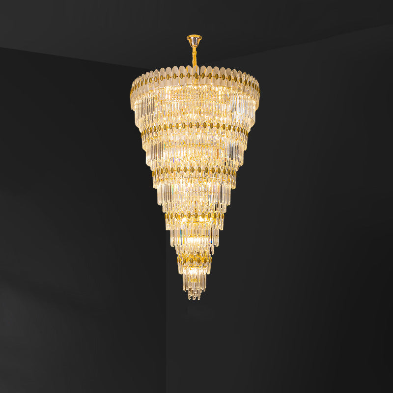 Aria Tiered Tapered Gold Crystal Chandelier