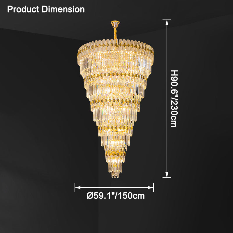 Aria Tiered Tapered Gold Crystal Chandelier
