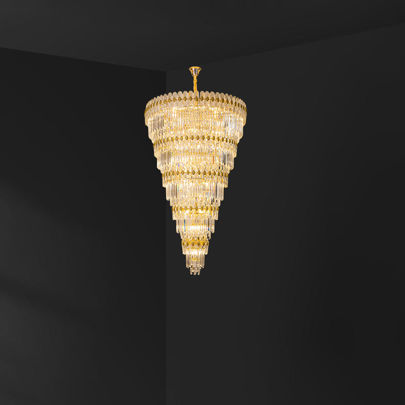 Aria Tiered Tapered Gold Crystal Chandelier
