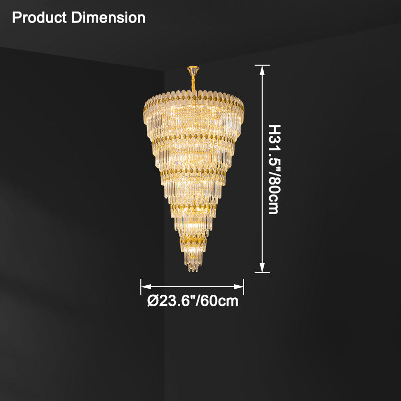 Aria Tiered Tapered Gold Crystal Chandelier