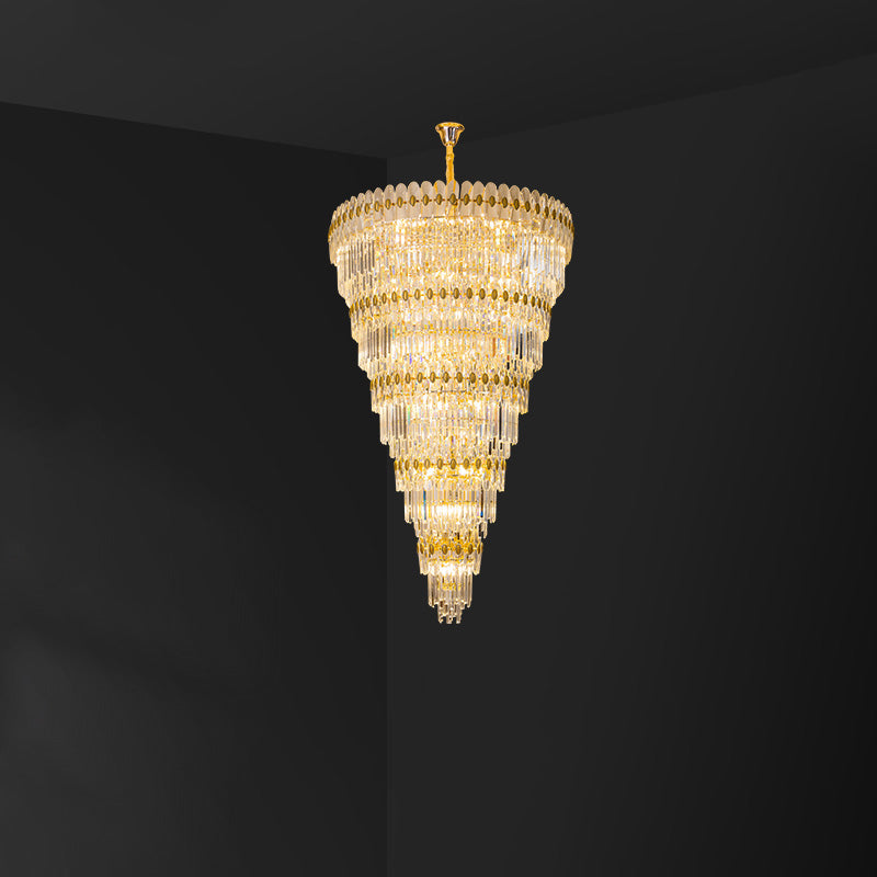 Aria Tiered Tapered Gold Crystal Chandelier