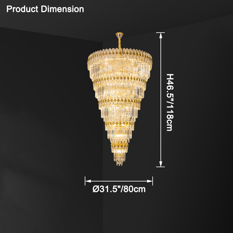 Aria Tiered Tapered Gold Crystal Chandelier