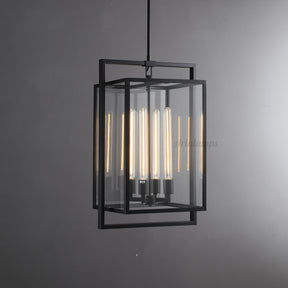 Becker Glass Lantern Modern Pendant Light 26" 34"